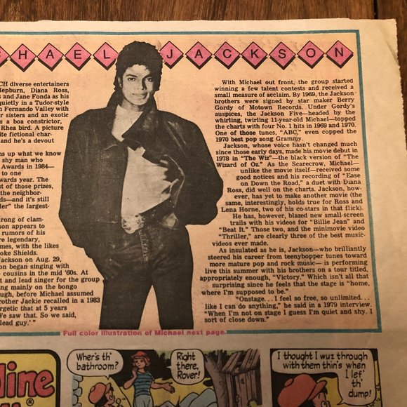 Vtg. 1980's Michael Jackson NY Daily News RARE Poster and Article - Picture 5 of 5